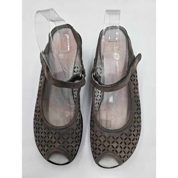 Jambu Wedge Platform Sandals Gray Leather Laser Cut Journey Encore Women's 9.5M - Picture 3 of 9